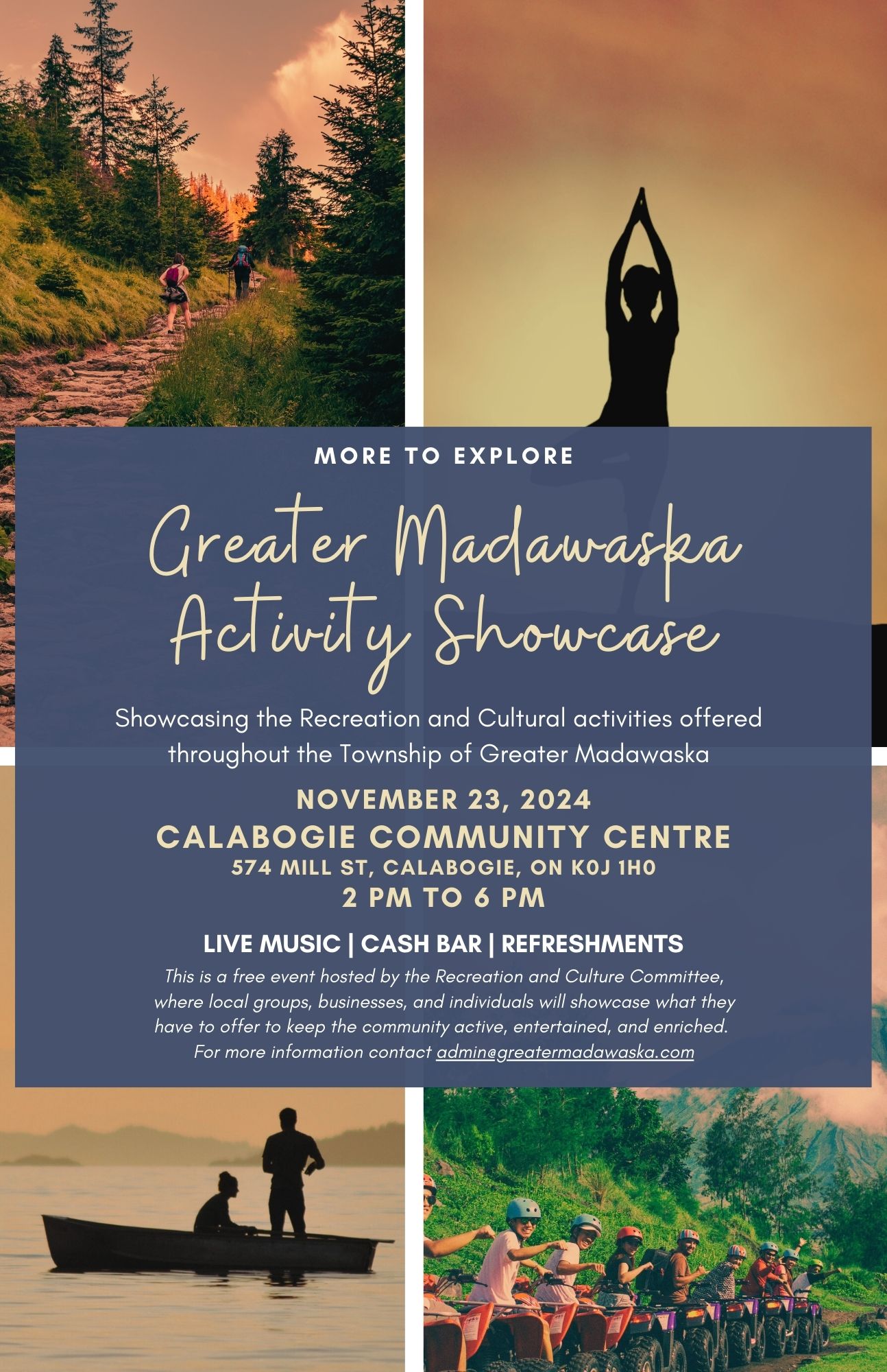 GM Activity Showcase poster, Novmeber 23, 2024 2pm to 6pm at Calabogie community centre